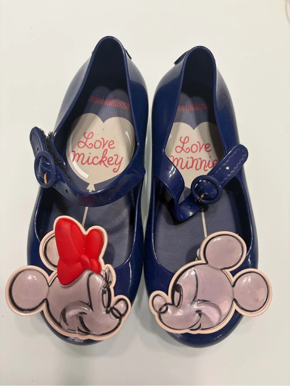Mini Melissa Navy Minnie Mouse Mary Jane Shoes with Red Bow